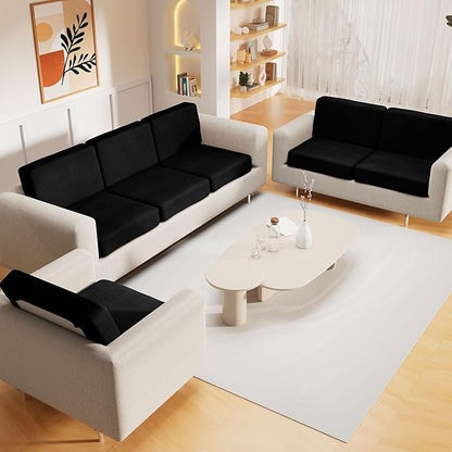 hyha Waterproof Sectional Couch Covers, Non Slip Sofa Couch Cushion Covers L Shape, Thick Stretch Jacquard Fabric, Washable Sofa Slipcovers with Elastic Bottom (1 Piece for Chaise XL, Black)