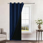 Yakamok 100% Blackout Curtains 96 Inches Long, 2 Thick Layers Heat and Full Light Blocking Soft Thermal Insulated Drapes for Bedroom(52" Wide Each Panel, Navy Blue, 1 Panel)
