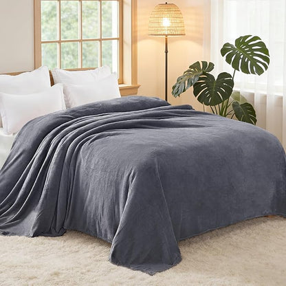 Exclusivo Mezcla Fleece Blanket Twin Size for Bed, Super Soft and Warm, All Season, Cozy, Plush, Lightweight, 60x80 Inches Dark Grey