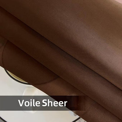 youleyar Solid Sheer Rod Pocket Curtain Voile Draperies 2 Panels White Beige Black Grey Coffee 52 Inch Width 72 Inch Long 1 Pair for Kitchen Bedroom Children Living Room Yard (Brown,52Wｘ72L)