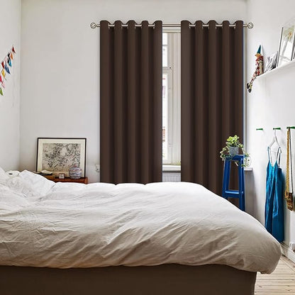 BGment Blackout Curtains for Bedroom - Grommet Thermal Insulated Room Darkening Curtains for Living Room, Set of 2 Panels (70 x 84 Inch, Brown)