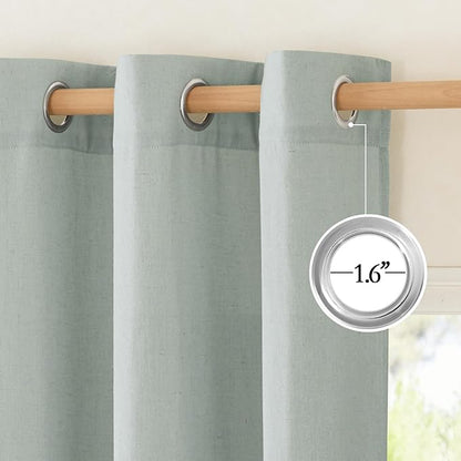 NICETOWN Sage Green Linen Doorway Curtains 80 inches Long, Grommet Thick Linen Weave Semi Sheer Window Treatments Privacy Assured with Light Filtering for Bedroom/Side Door, W34 x L80
