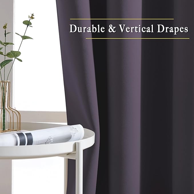 NICETOWN Blackout Large Window Curtains 84 inches Long - Grommet Room Darkening Sliding Door Thermal Curtains & Drapes Sound Block for Bedroom/Living Room (Greyish Purple, 2 Panels, W66 x L84)