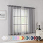Simplebrand Grey Short Sheer Curtains 45 Inch Length for Small Windows, Rod Pocket 2 Panels Set Solid Voile Drapes Window Sheer Curtains for Bedroom Bathroom Kids Room Kitchen, 42x45 Inch, Gray