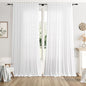 Nanspring Extra Wide Linen Curtains for Living Room 108 Inch Length for Room Divider White Rustic Farmhouse Drape Rod Pocket Back Tab Light Filtering Bedroom Window Curtain for Sliding Door 100x108