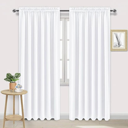 DWCN White Curtains for Living Room Thermal Insulated, 50% Light Blocking Curtains for Bedroom, Dining Room Window, W 70x L 84 Inch, Set of 2 Rod Pocket Curtain Panels