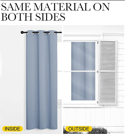NICETOWN Vintage Blue Blackout Curtains 102 inches Length for Living Room, 2 Panels, 55" Wide, Thermal Insulated Long Drapes for Large Window