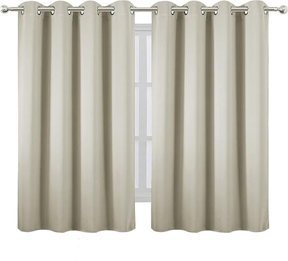 LEMOMO Light Beige Thermal Blackout Curtains/52 x 54 Inch/Set of 2 Panels Room Darkening Curtains for Bedroom