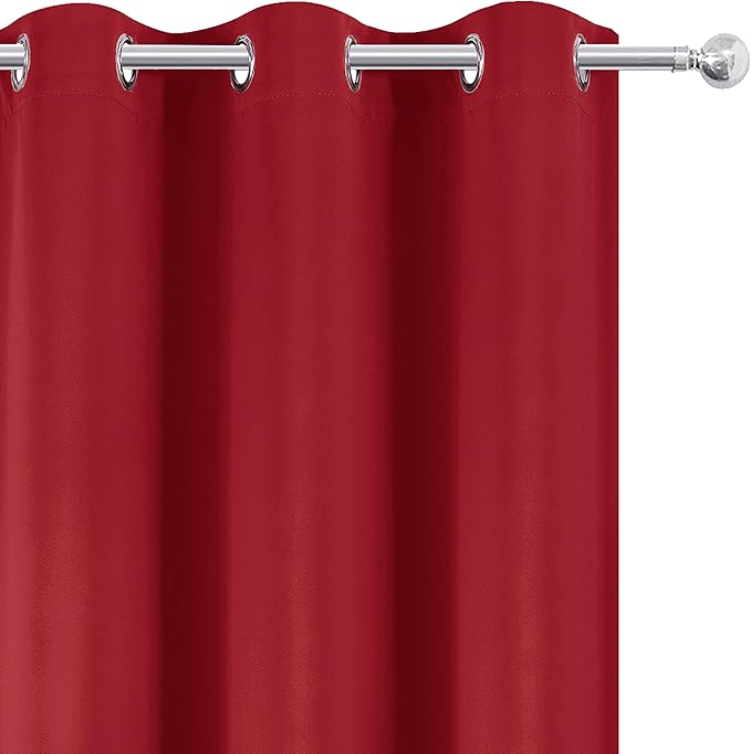 LEMOMO Bright Red Blackout Curtains 66 x 63 Inch Length/Set of 2 Curtain Panels/Thermal Insulated Room Darkening Blackout Curtains for Bedroom