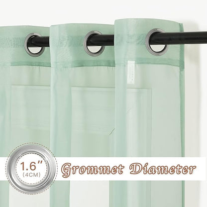 NICETOWN Sheer Curtains 96" Long for Living Room Windows, Grommet Voile Sheer Textured Casual with Light Filtering Window Curtain Drapes for Bedroom, Sage Green, 54" Wide, Set of 2