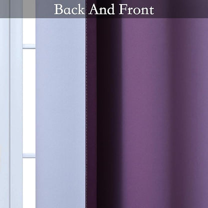 SimpleHome Ombre Room Darkening Curtains for Bedroom, Light Blocking Gradient Purple to Grey White Thermal Insulated Grommet Blackout Window Curtains Drapes for Kids, 2 Panels, 52x63 inches Length