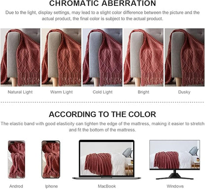 BOURINA Burgundy Throw Blanket 50x60 Inches Throw Textured Solid Soft Sofa Couch Decorative Knit Blanket