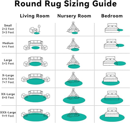 OLANLY Teal Green Round Rugs for Bedroom - Machine Washable, 8 ft Circle Area Rugs for Living Room, Soft and Fluffy Shaggy Carpet for Teen Girl and Boys, Nursery Rooms, Dorms, Home Decor Aesthetic