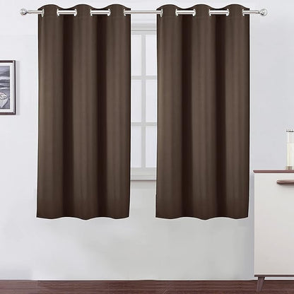 LEMOMO Chocolate Brown Blackout Curtains 40 x 63 Inch Length/Set of 2 Curtain Panels/Thermal Insulated Room Darkening Blackout Curtains for Bedroom