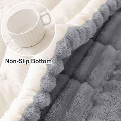 hyha Couch Covers for Dogs Washable, Non Slip Plush Dog Sofa Protectors, Fuzzy Pet Couch Covers for 3 Cushion Sofa Pet Friendly (Grey, 27.6" x 27.6")