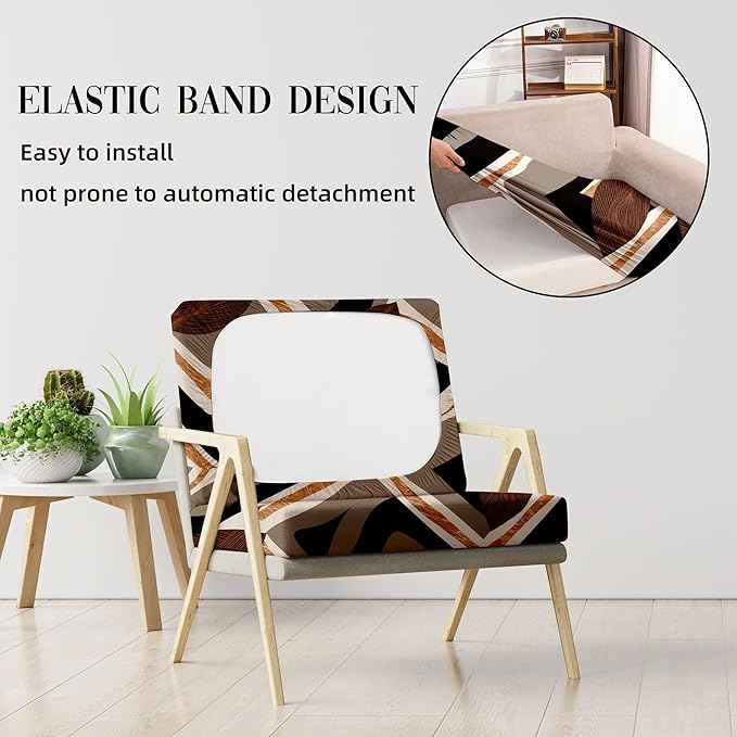 8Pcs Outdoor Cushion Covers, Patio Cushion Covers,Stretch Elastic Slipcovers, Replacement Washable & Reusable Furniture Protector for Patio Couch (Orange Realm-Pattern,Cover Only)