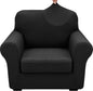XINEAGE 2026 New 2 Pieces Chair Covers with Arms Super Stretch Chair Slipcover for Living Room Pet Dog Universal Slip Cover Anti Slip Armchair Furniture Protector (Black), 31"-46"(1 Cushion)