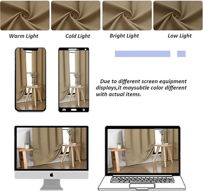 Simplebrand Ava Taupe Blackout Curtains for Bedroom 84 Inch Length 2 Panels Set, Solid Thermal Insulated Privacy Living Room Window Treatment Curtains Blackout Drapes, W50 x L84 Inch, Taupe