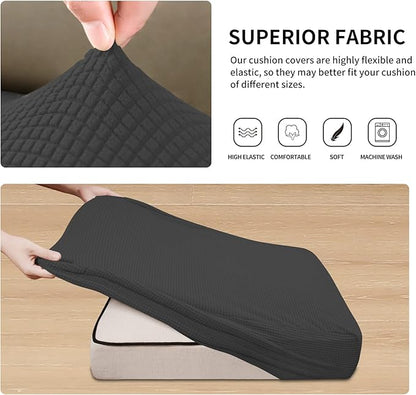 Easy-Going Stretch 3 Pieces Couch Cushion Covers for Sectional Sofa Left/Right L Shape Chaise Lounge Sofa Seat slipcover Anti-Slip Sofa Cover Soft (2 Seater + 1 Chaise, Dark Gray)