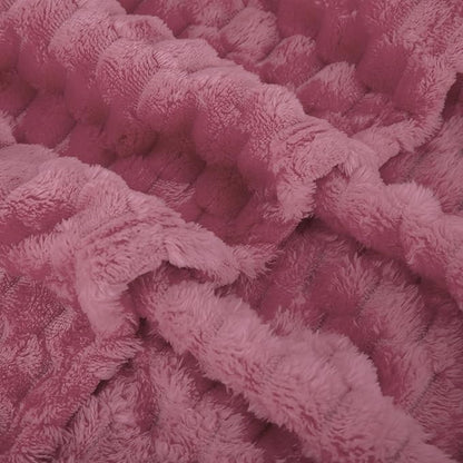 Dusty Pink Throw Blanket 90"×90" inches Gifts for Mom Fuzzy 3D Jacquard Decorative Flannel Fleece Super Soft Plush Cozy Blanket for Couch Sofa Chair Lightweight