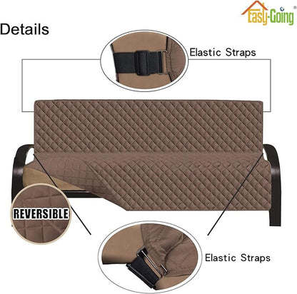 Easy-Going Futon Slipcover - Reversible Armless Sofa Cover - Furniture Protector - Water Resistant - Pets & Kids (Brown/Brown)
