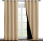 NICETOWN Living Room Completely Shaded Draperies, Privacy Protection & Noise Reducing Ring Top Drapes, Black Lined Insulated Window Treatment Curtain Panels(Biscotti Beige, 2 Pieces, W55 x L86)
