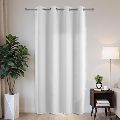 Joydeco Blackout Patio Sliding Door Curtains 90 Inches Long, Grommet Privacy Room Divider Curtains, Extra Wide Thermal Blackout Drapes for Bedroom Living Room (Greyish White, 60Wx90L, 1 Panel)