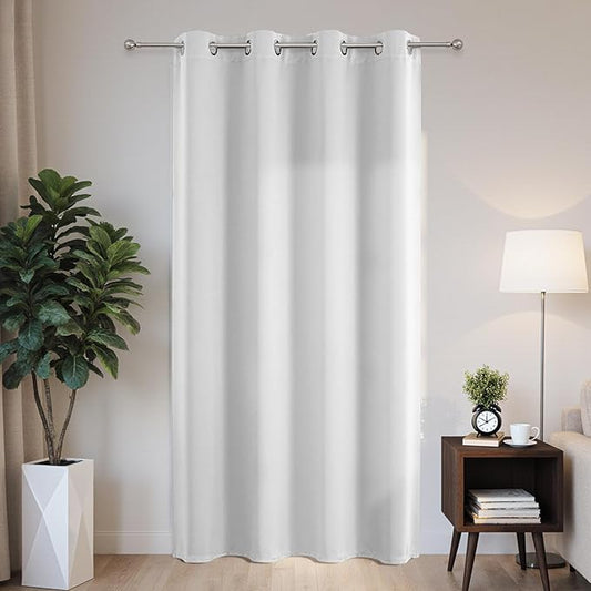 Joydeco Blackout Patio Sliding Door Curtains 108 Inches Long, Grommet Privacy Room Divider Curtains, Extra Wide Thermal Blackout Drapes for Bedroom Living Room (Greyish White, 60Wx108L, 1 Panel)