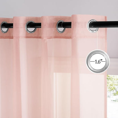 NICETOWN Light Pink Sheer Curtains for Girls Room 84 inch Length, Grommet Casual Voile Sheer with Light Filtering Window Treatments for Nursery Room, 2 Panels, W54 x L84