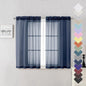 Lecloud Navy Blue Sheer Curtains 45 Inch Long 2 Panels, Short Voile Drapes for Dinning Small Windows, Light Filtering Voile Curtain for Living Room Bedroom Bathroom, Dual Rod Pocket, 40" Wx45 L