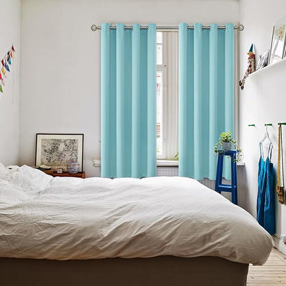 BGment Blackout Curtains - Grommet Thermal Insulated Room Darkening Bedroom and Living Room Curtains, Set of 2 Panels (52 x 63 Inch, Baby Blue)