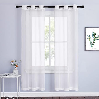 NICETOWN Ivory Sheer Curtains 72 inch Length - Grommet Living Room Curtain Panels Voile Textured Soft and Lightweight Window Treatments for Bedroom/Flat, W37 x L72, 2 Pieces