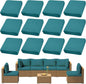 12Pcs Outdoor Cushion Covers, Patio Cushion Covers,Stretch Elastic Slipcovers, Replacement Washable & Reusable Furniture Protector for Patio Couch (Peacock Blue,Cover Only)