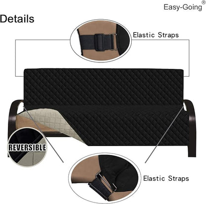 Easy-Going Futon Sofa Slipcover Reversible Sofa Cover Armless Cover Furniture Protector Couch Cover Water Resistant Pets, Kids, Children, Dog, Cat Black/Beige