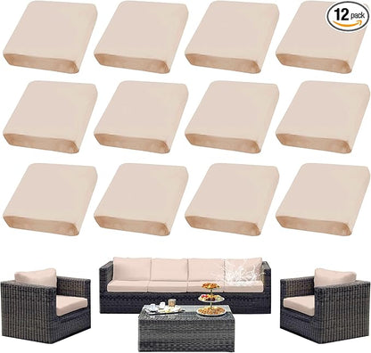 Outdoor Cushion Covers Set,12PCS Patio Furniture Couch Seat Slipcovers, Replacement for Sofa Sectional Chair(Cover，Only)