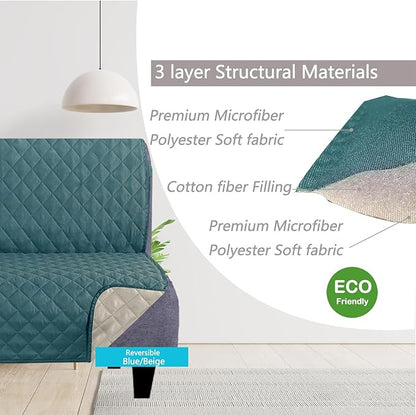 U-NICE HOME Futon Sofa Covers Reversible Sofa Slipcover Armless Cover Furniture Protector Couch Cover Water Resistant (Futon, Blue/Beige)