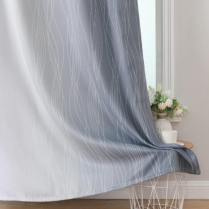 Estelar Textiler Full Room Darkening Greyish White and Grey Blackout Curtains 72 Inch Length 2 Panels Set, Ombre Thermal Insulated Full Light Blocking Grommet Gray Blackout Drapes for Bedroom, 52Wx72L