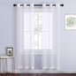 NICETOWN White Sheer Curtains 72 inches Long - Silver Eyelet Top Light Filtering Window Drapes Airy & Breathable Living Room Voile Panels for Flat/Apartment, 74" W Total 2 Pieces