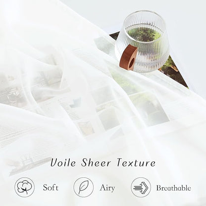 NICETOWN Beige Sheer Curtains Extra Long 135 inch Length for Large Windows, Grommet Soft and Touching Living Room Window Treatments Sweep to Floor for Villa, W54 x L135, 2 Panels