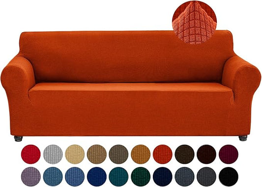 Joccun Stretch Couch Cover Slipcovers, 1-Piece Sofa Covers for 3 Cushion Couch Spandex Jacquard Washable Furniture Protector Cover for Living Room,Kids,Pets(Sofa,Pureed Pumpkin)