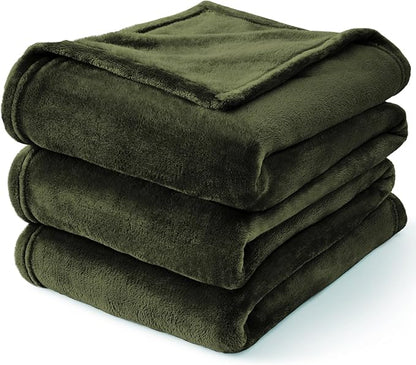 BEDELITE Fleece Blanket Twin Size Olive Green Throw Blankets for Couch & Bed, Luxury Plush Cozy Fuzzy Blanket 60x80 inches, Super Soft Warm Lightweight Throw Blanket for Travel Camping