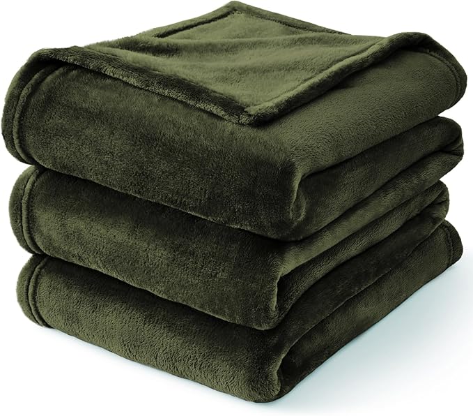 BEDELITE Fleece Blanket Olive Green Throw Blankets for Couch & Bed, Luxury Plush Cozy Fuzzy Blanket 50x60 inches, Super Soft Warm Lightweight Throw Blanket for Travel Camping