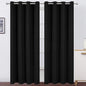 LEMOMO Blackout Curtains 52 x 108 inch/Black Curtains Set of 2 Panels/Thermal Insulated Room Darkening Bedroom Curtains
