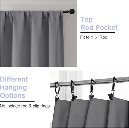 Simplebrand Ava Light Grey Short 36 Inches Blackout Curtain 2 Panels Set, Half Window Rod Pocket Privacy Curtain Tiers for Kitchen, Curtains Blackout for Bathroom Shades, W40 x L36 Inch, Light Grey