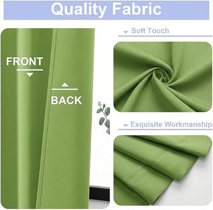 Simplebrand Ava Lime Short Blackout Curtains for Bedroom 54 Inches Long 2 Panels Set, Solid Thermal Insulated, Energy Saving Window Treatment Curtains Blackout Drapes, W40 x L54 Inch