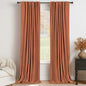100% Blackout Shield Linen Blackout Curtains for Bedroom 108 Inches Long, Back Tab/Rod Pocket Living Room Drapes, Thermal Insulated Blackout Curtains 2 Panels Set, 50" W x 108" L, Burnt Orange