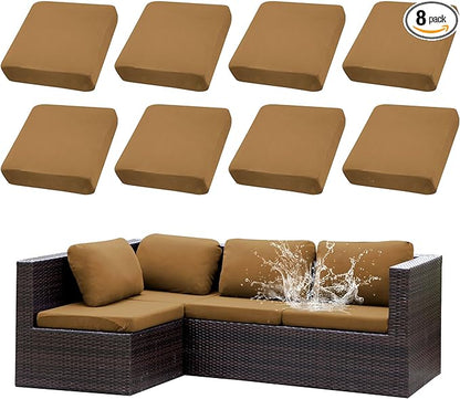 Outdoor Cushion Covers Set,8PCS Patio Furniture Couch Seat Slipcovers, Replacement for Sofa Sectional Chair(Cover，Only)