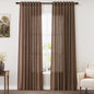 Nanspring Caramel Brown Curtains 80 Inches Long 2 Panels Set for Bedroom Back Tab Rod Pocket Semi Sheer Light Filtering Privacy Drapes Linen Blend Textured Farmhouse Living Room Curtain 52X80