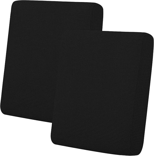 Easy-Going Stretch Individual Loveseat Couch Cushion Cover Sofa Cushion Furniture Protector Sofa slipcover Soft Flexibility with Elastic Bottom (2-Piece Loveseat Cushion Cover, Black)