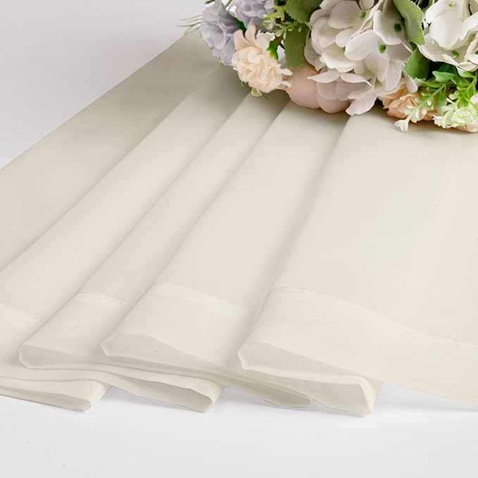 Chyhomenyc Cream Sheer Valances for Windows - Light Filtering Small Kitchen Curtains, Rod Pocket Short Top Window Treatment Decor for Living Room Bathroom Basement, 42Wx16L inches, 2 Panels